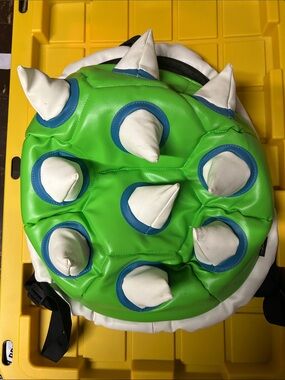 Bowser- Mario World Kids Spiked Plush Costume Backpack - Green & White